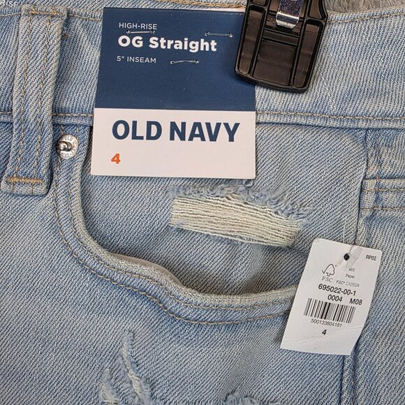 Old Navy Shorts Womens 4 OG Straight 5 Inch Inseam High Rise Denim Summer Casual - Picture 2 of 10